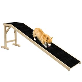 Dog Ramp Pet Ramp for Bed, Non-Slip Carpet, Top Platform, 74" x 16" x 25", Natural Dog Ramp Pet Ramp for Bed, Non-Slip Carpet, Top Platform, 74" x 16" x 25", Natural